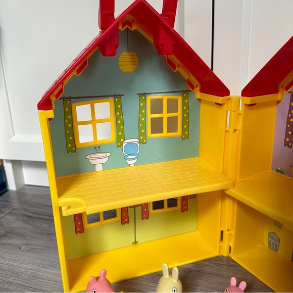 2003 Peppa Pig's Deluxe House Playset dollhouse with 4 figures lot - Picture 10 of 11